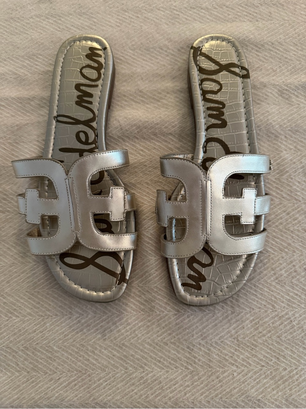 Sam Edelman Silver Slide Sandals